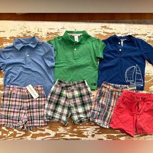 7 Piece Janie and Jack Boys 12-18 months shirts shorts plaid polo cute outfits